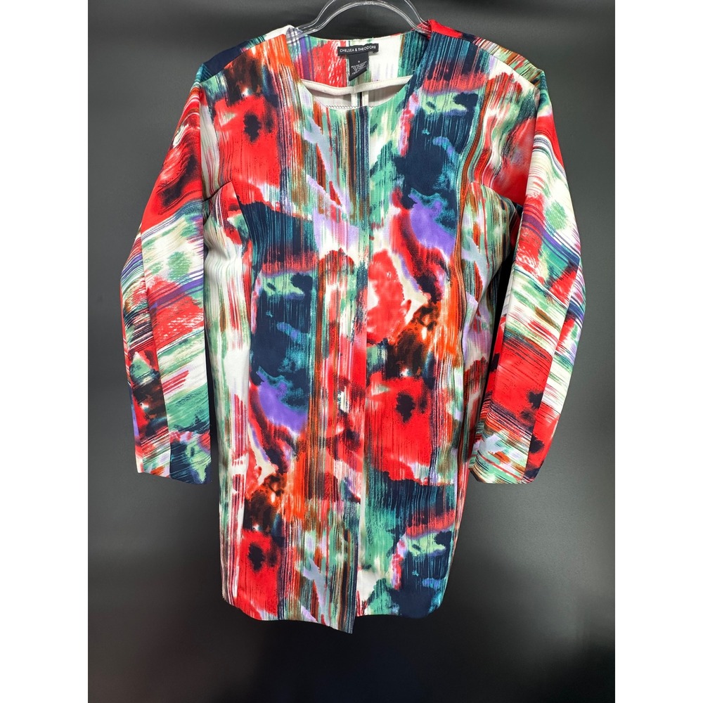 Chelsea & Theodore Abstract‎ Print Zip Front Jacket Blazer Sz small